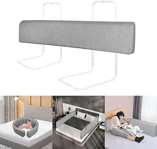 YRHome 1 Stück 100cm Bettgitter Rausfallschutz Kinder Bettkantenschutz Set Höhenverstellbar Kinderbettgitter Schutzgitter für Bett Form Einstellbar mit Reißverschluss für Kleinkinder & Baby- Grau