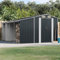 Homgoday Gerätehaus mit Stauraum Geräteschuppen Metallhaus Garten Schuppen Gartenhaus Metallschuppen Gartenschrank mit Satteldach und Lüftungsgittern Anthrazit 277x365,5x179 cm