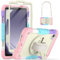 SEYMCY Kids Case for Samsung Galaxy Tab A9 8.7 inch 2023, Full Body Shockproof with Screen Protector, 360° Rotating Hand Strap & Stand, Shoulder Strap for Samsung A9 Tablet Case, Pink