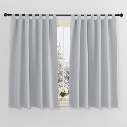 PONY DANCE Tende per Interni Corte Oscurante con Passanti Tenda Cameretta Bambino Termica Isolante per Salotto Moderne 2 Pezzi L 140 x A 137 cm, Grigio Chiaro