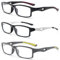 KoKoBin 3er pack Rechteck Lesebrille Sportliches Design TR90 flexible Anti-Blaulicht Lesehilfe Damen für Herren (3-Pack (schwarz weiß grau), 2.5, x)