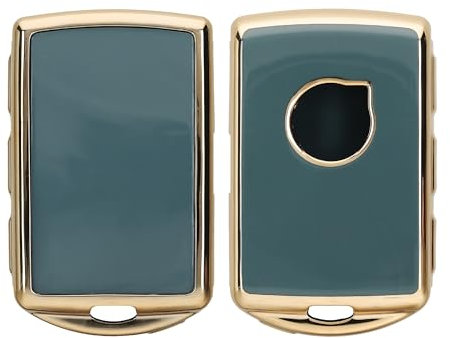 kwmobile Autoschlüssel Hülle kompatibel mit Volvo 4-Tasten Autoschlüssel Keyless Go - Schlüsselhülle Silikon Cover - Blau Gold