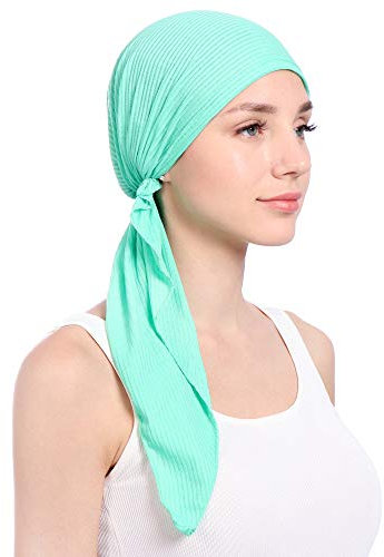 Générique 2024 New – Stretch Wrap Turban Baumwolle Hut Schwanz Frauen Kopf Indien Schal Perlen Baseball Caps Chinesisch Stroh, grün, One size