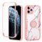 Yoedge Kickstand Phone Case for iPhone 11 Pro 5,8, 360°Rotatable Magnetic Ring Holder Cases, Full Body Shockproof Silicone TPU Back Cover with Built-in Screen Protector Case, Flower