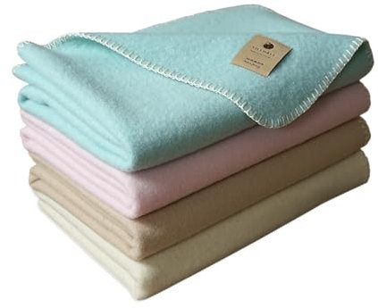 TILLHÅLL Baby Wolldecke für Herbst & Winter | aus 100% Bio-Schurwolle | Natürlich Wärmend & Temperaturausgleichend 75 x 100 cm (Blau)