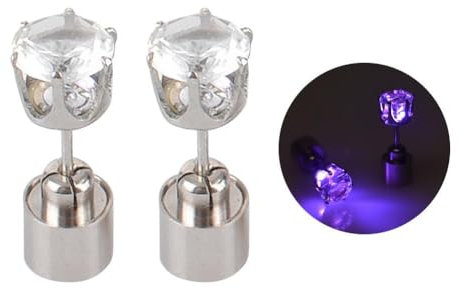 1 Paar LED-Ohrringe, leuchtende Kronen-Ohr-Tropfen-Anhänger, Edelstahl, Halloween, mehrfarbig, für Party, 1 pair, Eisen Kupfer