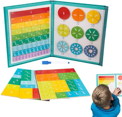 Mehrfarbige Bruchkreise | Magnetische Bruchmodelle | Bruch für Pädagogen, Heimschul-Bruchspiele, magnetische Bruchzähler zum Addieren und Subtrahieren