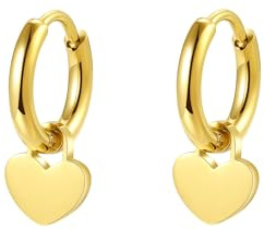 Happiness Boutique Damen Herz Huggie Ohrringe | Kleine Hoop Ohrringe mit Herzanhänger | Edelstahlohrringe in Gold – Roségold, Silber