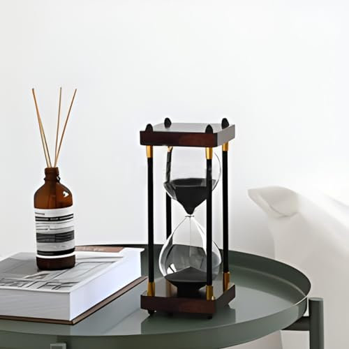 Reloj de arena de 30 minutos, relojes de arena vintage, reloj de arena grande, negro y dorado, decoración de cristal, reloj de arena, reloj de arena, temporizador para casa, escritorio, oficina,