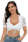 Zeagoo Dirndlbluse Damen Elegante Spitze Dirndl Bluse V-Ausschnitt Kurzarm Trachtenbluse Oktoberfest Kostüm Weiß S