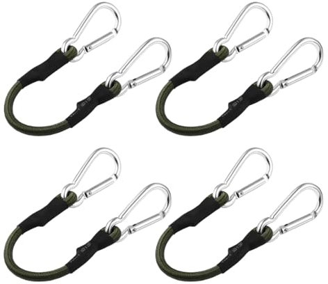 4 piezas de goma tensora elástica con mosquetón – 30 cm correas tensoras elásticas con ganchos, expansor con ganchos, fuerte tensor de equipaje con gancho para camping