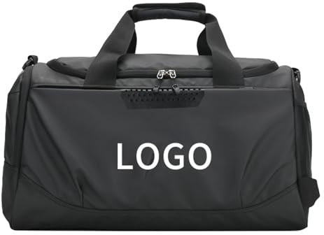 Personalisierte Sporttasche mit Individuellem Logo/Text, Sporttasche für Herren und Damen, Nass-/Trockentaschen und Schuhfach, Ideal für Fitness, Wochenende, Reisen, Übernachtung Black,51x28x24cm