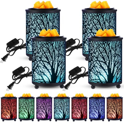 Tujoe 4 Pack Wall Plug Wax Melt Warmer, Metal Black Burner Melter, Decorative Scented Candle Warmer for Cubes Home Office, Spa, Bedroom(PTC)