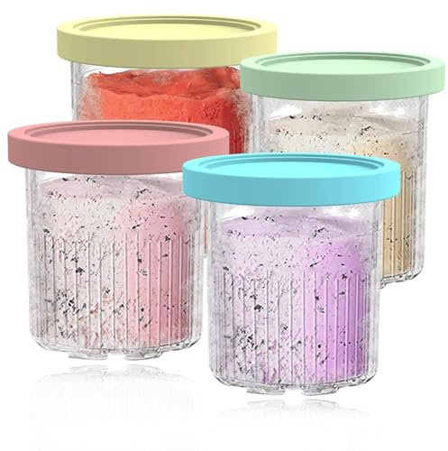 Morofme Lot de 4 pots de rechange pour Ninja Creami Deluxe Pintes et couvercles – Récipients réutilisables de 700 ml compatibles avec la machine à crème glacée Ninja NC501 NC500 Series