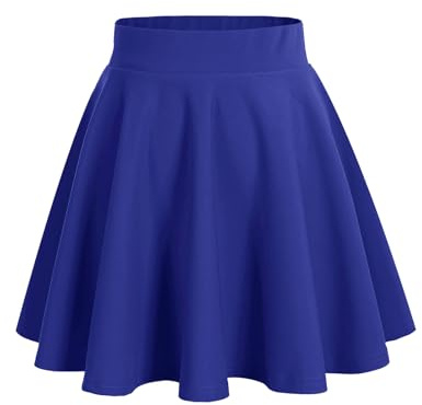 HomRain Women Basic Midi Skirt A-Line Skater Skirt Stretchy Flowy Skirt High Waist Skirt Royal Blue L