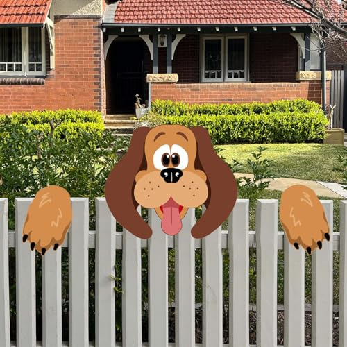 Rubu22a Tiere Outdoor Dekorationen Weihnachten Zaungucker Dekoration Schweine Kühe Giraffen Hunde Katzen Gucken Garten Zaun Schild für Indoor Outdoor Haus Party Zubehör (1, A)