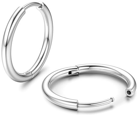 JeweBella G23 Titan Ohrringe Damen Herren Kinder Medizinische Ohrringe Hypoallergen Titan Creolen Ohrringe Helix Knorpel Piercing Ohr Klein Creolen 8/10/12/14mm