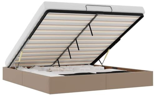 vidaXL Ottoman-Bett ohne Matratze Cappucino 180x200cm Kunstleder, Bettrahmen, Bettgestell mit Stauraum, Polsterbett, Bettgestell