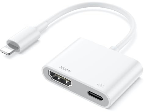 Lighting to HDMI Adapter 【MFi Certified】 for iPhonse and iPad to TV 1080P HDMI Cable Adapter HDMI Converter Digital AV Video & Audio Sync Screen with Charging Port for iPhonse/iPad/HDTV/Monitor
