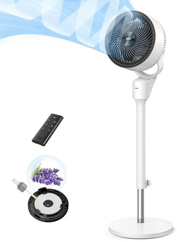 Dreo Leiser Standventilator, 1444m³/h Luftvolumen oszillierende Ventilator, 3 Stufen 6H Timer Turmventilator mit Fernbedienung, Luftzirkulation in 3 Min für Schlafzimmer, Duftfunktion für frische Luft