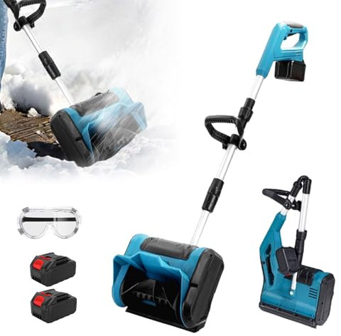 MBBTAG Souffleuse à Neige électrique, deneigeuse Electrique, Léger et Portable, Fraises de déneigement, 2 Piles, Fraise à Neige sans Fil, pour Batterie 20 V, Fraise à Neige sur Batterie Pliable