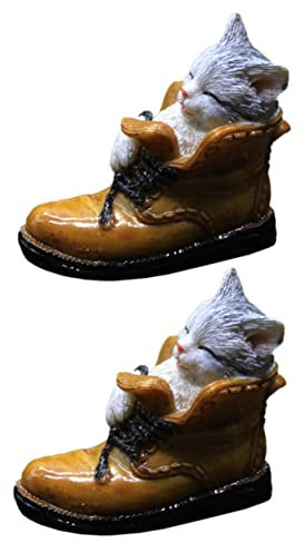 BESPORTBLE 2stücke Katzen Design Resin Figuren Für Garten Und Wohnraumdekoration Niedliche Bonsai Deko Vielseitige Kunsthandwerk Zubehör Für Innen Und Außenbereich