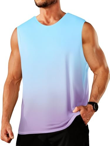 PINSPARK Tank Top Herren Ärmelloses Shirt Schnelltrocknend Achselshirts Muskelshirt Leicht Gym Shirt Fitness Laufen Funktionsshirt Atmungsaktiv Bodybuilding Shirts Hellblau XL