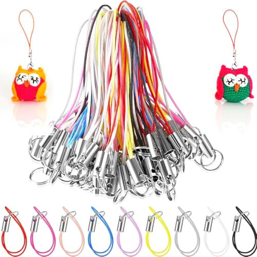 OQKAHIV 50 pcs Cordón para teléfono móvil para llaveros, correas de cordón para teléfono, anillas para teléfono móvil con mosquetón, cordón para colgante de teléfono móvil, para llavero, Multicolor