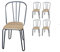 Kosmi Lot de 4 chaises en métal Noir Mat Style Industriel et Assise en Bois Clair – Pieds en épingle