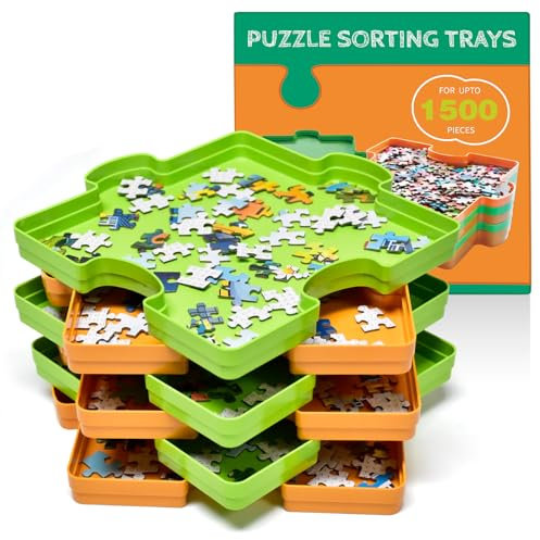 HUADADA Puzzle-Sortierer - 6 stapelbare Puzzle-Sortierschalen zum einfachen Sortieren und Aufbewahren von Puzzleteilen, Ideales Zubehör für Puzzler für Puzzle bis 1500 Teile