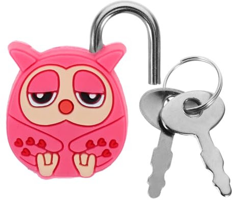 WOONEKY Mini Vorhängeschloss für Cartoon Design Kindersichere Schrank und Möbel Vielseitig Einsetzbar für Küchen und Robust und Eule