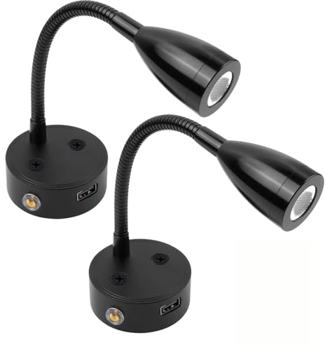 TrustWheel 12V Leselampe für Wohnmobile mit USB, 3-farbige dimmbare Leselampe Beleuchtung,12 Volt Flexible Schwanenhals Leuchten für Autos, LED-Innenbeleuchtung Wohnmobile 3000k