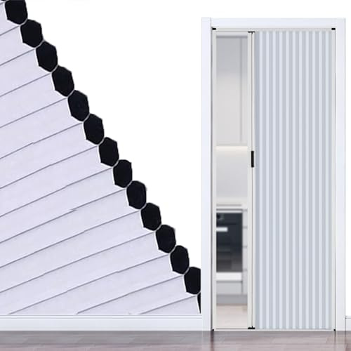 LZMZMQ Falttür Falttüren Innentüren Schiebetür H 213cm Moderner Einziehbarer Flurtürteiler, Anpassbare Temporäre Tür Ohne Bohren, Taschenfalttüren Für Türöffnungen/Balkon(A WXH,25X84IN(64x213cm))