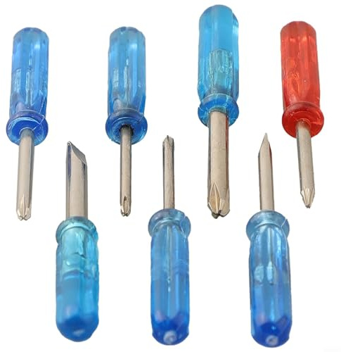 Vasiumic Lot de 7 mini tournevis avec tête étoile à fente et 5 pointes, outils de réparation de précision en acier de 45 mm pour petits jouets électroniques, lunettes et loisirs