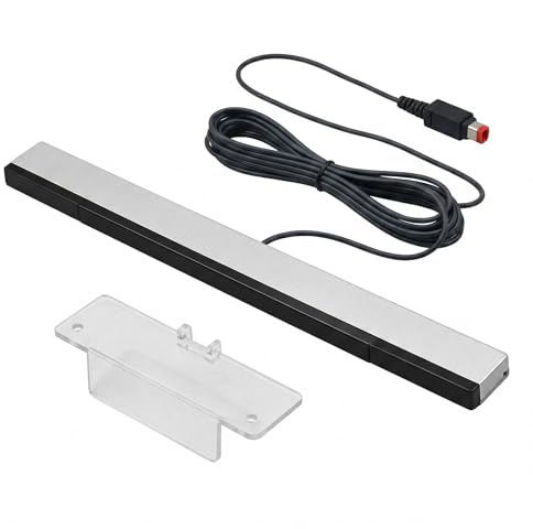 Cateye Sensor Bar for Wii with Wired Infrared LED Tracking, Replacement Motion Sensor, Stable Plug and Play Bar with Clear Stand, Long Cable Design for Home Gaming and Multiplayer Use