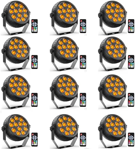 Starlitflow 12PCS RGB 12 LED Par Akku Strahler Outdoor, 2200mAh Wiederaufladbares Bühnenlicht mit Fernbedienung, 4-6h Laufzeit Partylicht für Bar DJ Disco Hochzeit Halloween Weihnachten