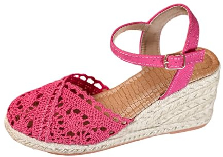 Cuñas Esparto Mujer Verano Alpargatas Vestir Esparteñas Elegantes Sandalias Altas Sandals Plataforma Zapatos Cerradas por Delante Calzado Hebilla Zapatillas Comodas Sapatos Tallas Grandes Shoes