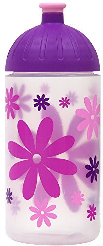 ISYbe Original Marken-Trink-Flasche für Klein-Kinder, 500 ml, BPA-frei, Blumen-Motiv für Mädchen, für Schule-Reisen-Kita-Kiga-Outdoor, Auslaufsicher auch mit Sprudel, Spülmaschine-fest