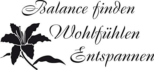 GRAZDesign Wandtattoo Bad Sprüche Balance finden Wandaufkleber Bad Deko - 66x30cm / 070 schwarz