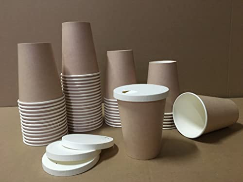 100 Bicchieri Carta Grandi per Caffe' Americano Cappuccino O Te con Coperchio Coffee TO Go 340 ML 12 oz Tazze Ideali per Caffe da ASPORTO E Bevande Calde