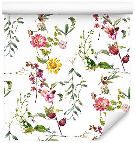 Wallepic Tapete Blumen 1000 x 53 cm Vlies Wand Tapete Wiesenblumen Bunt Vliestapete Wohnzimmer Schlafzimmer Moderne Wandbild