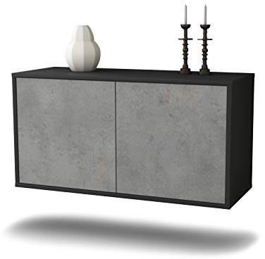 Dekati Lowboard New York City hängend (92x47x35cm) Korpus anthrazit matt - Front Beton Optik - Push to Open