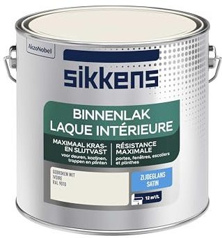 Sikkens - Peinture Laque Intérieure Bois et Fer - Résistance maximale aux taches et rayures - Satin Ivoire 2,5 L