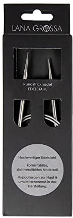 Lana Grossa Rundstricknadel Edelstahl – glatte Oberfläche – langlebig & robust – verschiedene Größen – ideal für hautsensibles, komfortables Stricken, 100/5,0