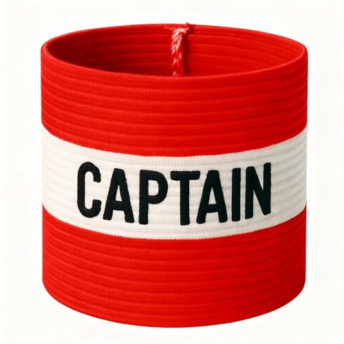 Fitness hälsa fotbollsband fotboll kaptenarmband design kaptenband för vuxna och ungdomar, 5 färger tillgängliga för flera sporter, elastiskt armband för kapten (röd – tonåring)