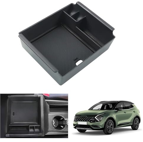 GAFAT Compatible con Kia Sportage NQ5 2022-2024 2025 (Transmisión Manual) Caja de Almacenamiento para Consola Central, Sportage 2023 Reposabrazos Central Organizador Bandeja de Guantera (Negro)