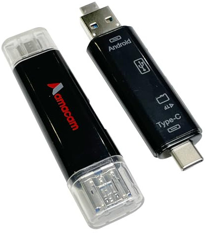 Amacam USB Fast Card Reader-Extremely High-Speed Micro SD Card Adaptor and Memory Card Adapter. A Type and C Type and Micro USB connections. Compatible with Windows OS. Essential for all Applications.