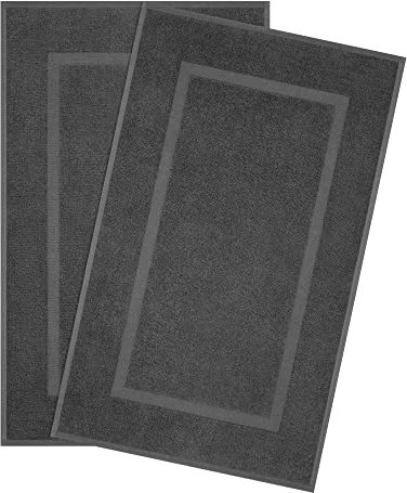 Cotton Paradise Badematten aus 100% Baumwolle für Badezimmer, 2 Stück, 50,8 x 86,4 cm, weich, saugfähig, waschbar, schnell trocknend, dunkelgrau, Handtuch-Badematte