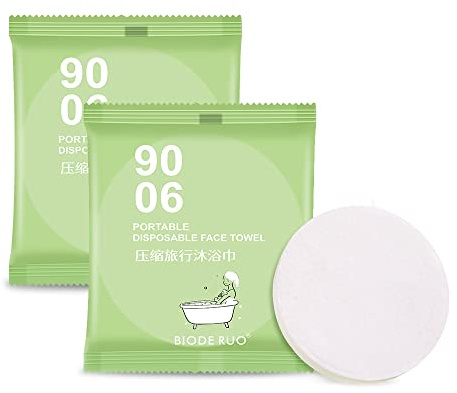 SADENWEAR 2 Pcs Portable Mini Compressed Towel Travel Disposable Towels Tablets Compressed Towels Tablets Soft Compressed Face Wipes for Home Travel Camping Hiking