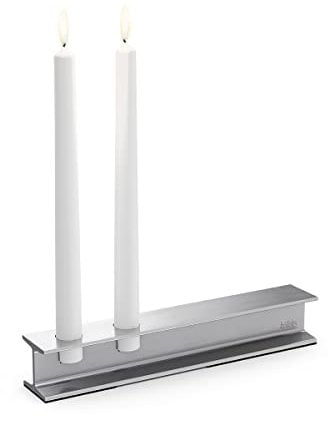 höfats - HENRY METAL II Silber - Design Kerzenhalter für zwei Stabkerzen - moderner Kerzenständer im Industrial Stahlträger-Style - aus Aluminium - Dekoration für Hochzeiten, Geburtstage, Geschenkidee